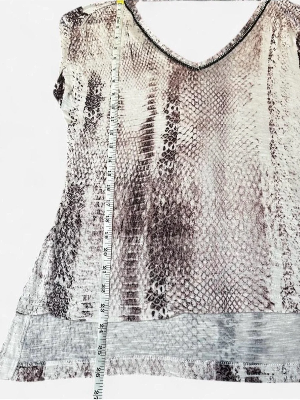 Jennifer Lopez Snake Print Top w/ Diamond Neckline & Open Back in Size Medium